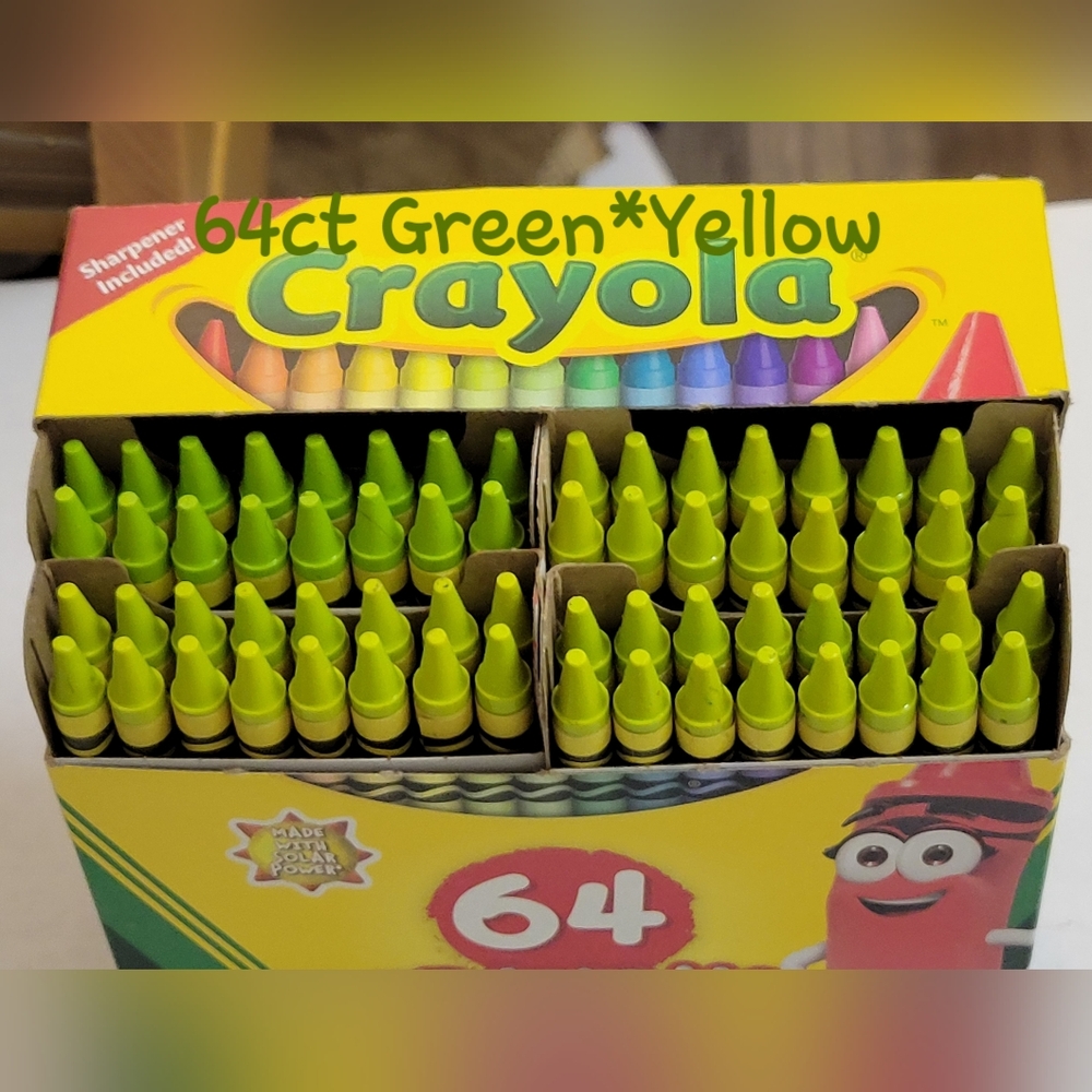 (64)Crayola Crayons (Green Yellow) Single Color Bulk Lot